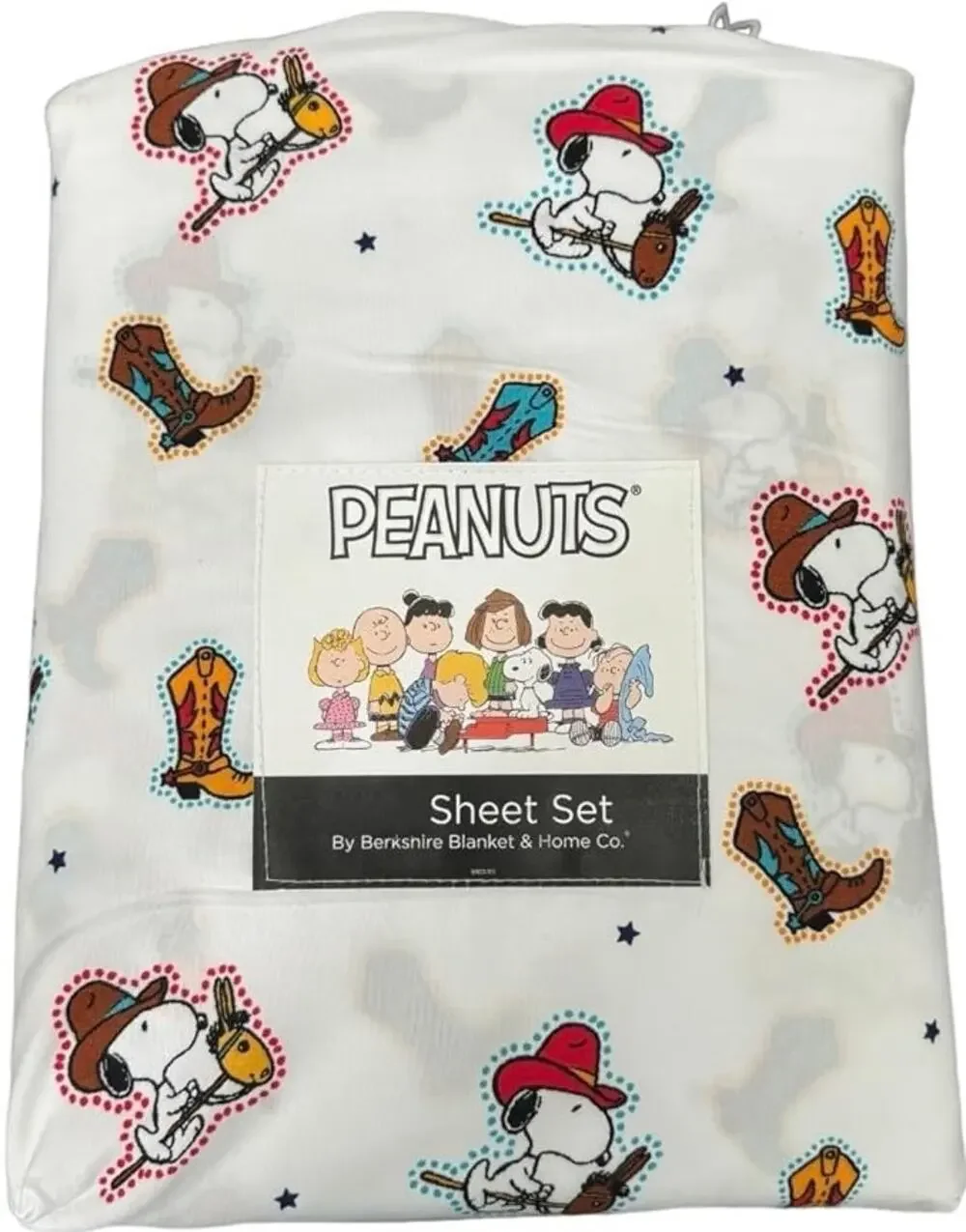 Berkshire Blanket & Home Co. Peanuts (Snoopy) Western Cowboy Twin Sheet Set New